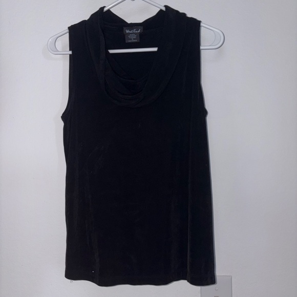 90s / Y2K Black Cowl Neck Sleeveless Tank West End - Picture 3 of 7
